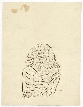 Anonimo fiorentino del XVIII secolo. Virtuosismo calligrafico in figura di...