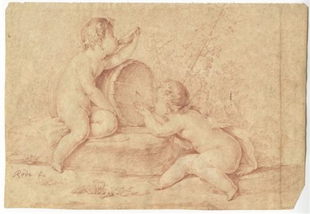 Bernhard Rode Chretien (1725-1797). Due putti bacchici. 1770 ca. Matita...