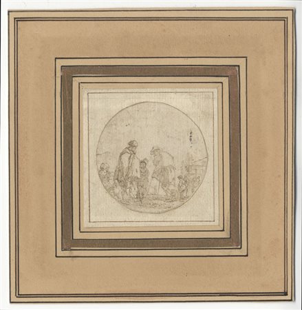 Stefano Della Bella (1610-1664). Tondo con figure. 1626-27. Penna e...