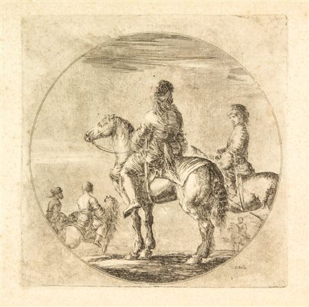 Stefano Della Bella (1610-1664). Due Cavalieri Polacchi. 1650 ca. Acquaforte....