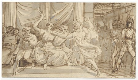Felice Giani (1758-1823) [attribuito a]. Scena storica (Morte di Cesare?)....