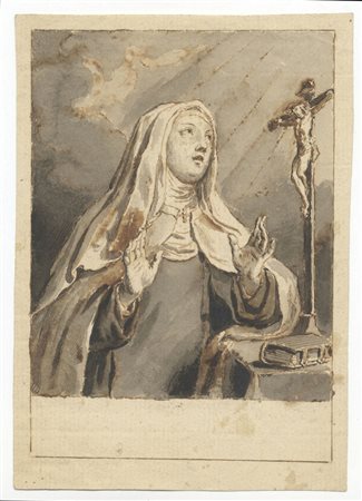 Pietro Antonio Novelli (1729-1804). Santa in adorazione del Crocifisso (Santa...