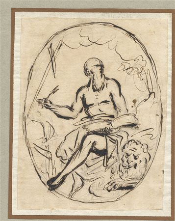 Agostino Scilla (1629-1700). San Girolamo. 1680 ca. Matita nera, penna e...