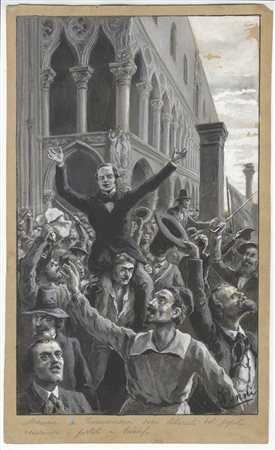 Italo Cenni (1874-1956). Manin e Tommaseo sono liberati dal popolo veneziano...