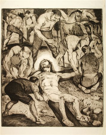 Arturo Checchi (1886-1971). Gesù crocefisso. 1920. Acquaforte mm. 610x520....