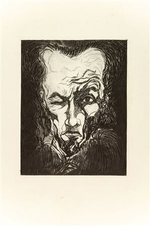 Gio Colucci (1892-1974). Volto di uomo. 1920 ca. Acquaforte. mm 295x225....