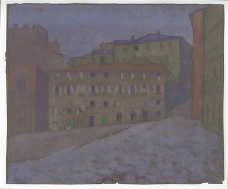 Pietro D'achiardi (1879-1940). Siena. Notturno. 1917. Gouache e matita di...