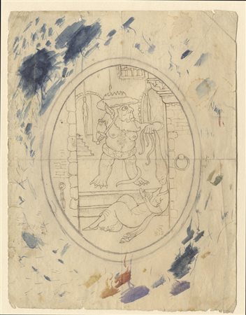 Raoul Dal Molin Ferenzona (1879-1946). Due disegni per fiabe. Barbablu e Il...