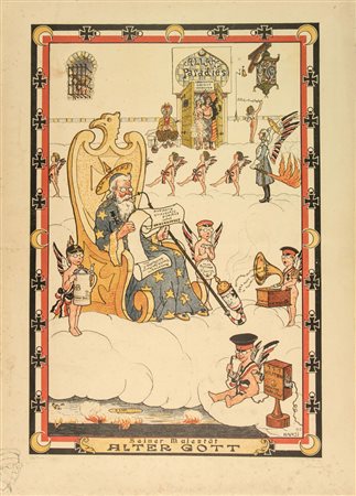 Hansi [pseud. di Jean-Jacques Waltz](?-?). Seiner Majestät Alter Gott. 1915....