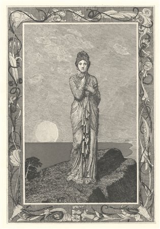Max Klinger (1857-1920). Psyche auf dem Felsen. 1880. Acquaforte e...