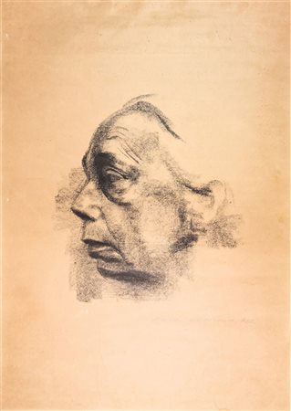 Käthe Kollwitz (1867-1945). Selbstbildnis im profil. 1927. Litografia. mm...