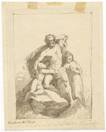 Adeodato Malatesta (1806-1891). Una scena dal diluvio universale. Penna e...