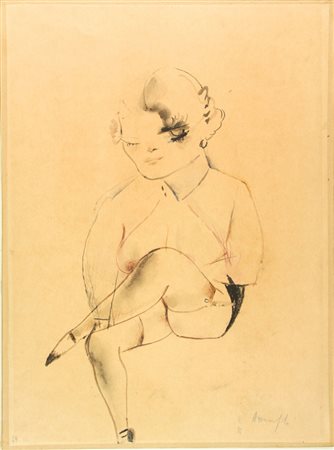 Alberto Manfredi (1930-2001). Modella. 1976. Matita e acquerello mm. 400x300....