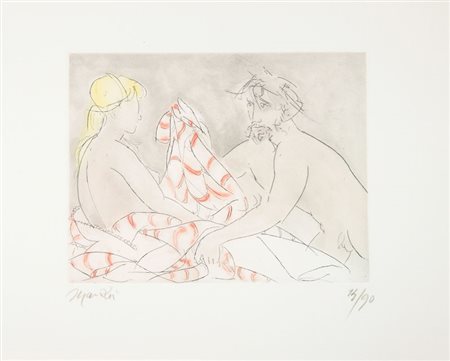 Giacomo [pseud. di Manzoni Giacomo] Manzù (1908-1991). Amanti. Acquaforte e...