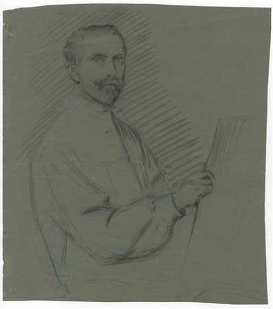 Emilio Mazzoni Zarini (1869-1949). Autoritratto. Carboncino e pastelli...