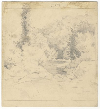 Emilio Mazzoni Zarini (1869-1949). Paesaggio con ruscello (studio per...