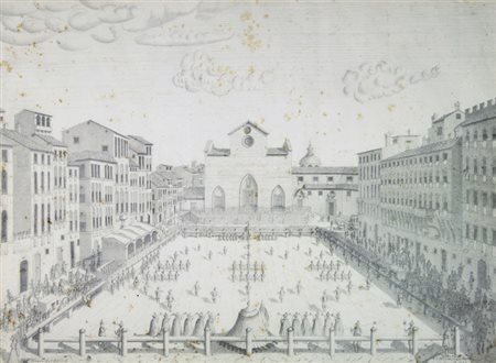 R. Minucci del Rosso (Seconda metà sec. XIX ). Gioco del calcio. 1881. Matita...