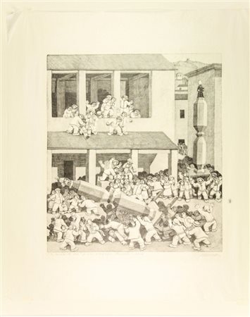 Alberico Morena (1926- ). La caduta del cero. 1959. Xilografia su velina...