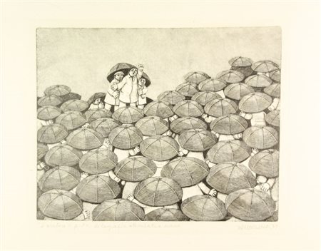 Alberico Morena (1926- ). L'oratore. 1971. Xilografia su velina mm.240x295....