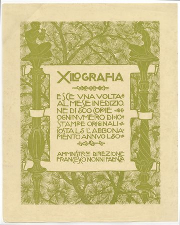 Francesco Nonni (1885-1975). Due xilografie. Frontespizio della rivista...