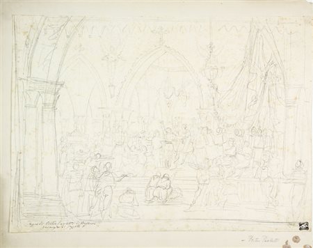 Pietro Paoletti (1801-1847). Schizzo per scena religiosa all'interno di una...
