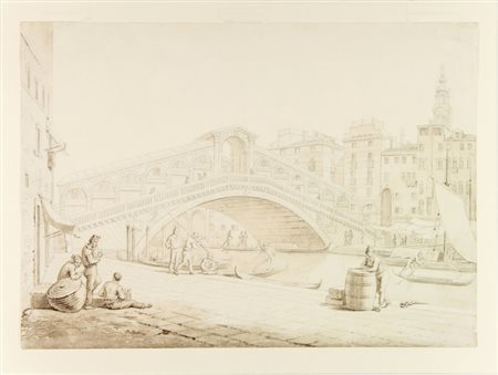 Bartolomeo Pinelli (1781-1835). Il Ponte di Rialto. 1810 ca. Penna e...