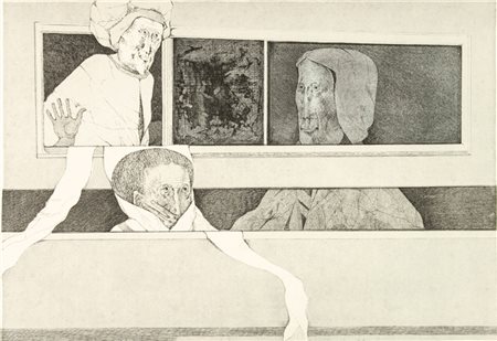 Karl Plattern (1919-1986). Personaggi alla finestra. 1973. Acquaforte a tre...