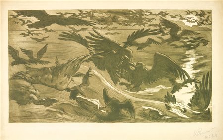 Victor Prouvé (1858-1943). Oiseaux de proie (Uccelli rapaci). 1893....