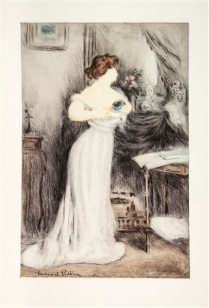 Manuel Robbe (1872-1936). Le bouquet de Violette. 1903. Acquaforte e...