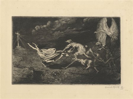 Marcel Roux (1878-1922). Seul refuge (Unico rifugio). 1904. Acquaforte. mm...