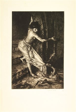 Marcel Roux (1878-1922). Embûche (Agguato). 1907. Acquaforte. mm 320x210....