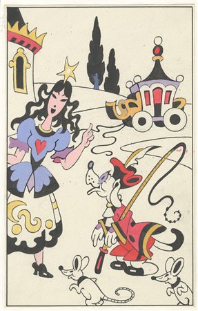 Antonio Rubino (1880-1964). Cenerentola. 1938 ca. Tempera, china e tracce di...