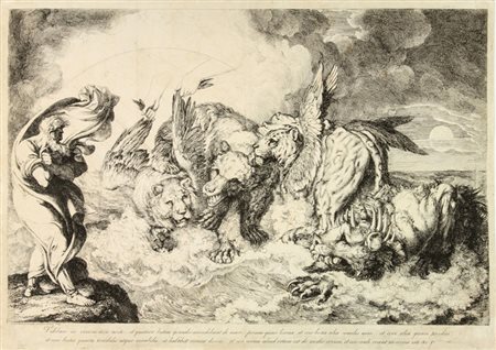 Luigi Sabatelli (1772-1850). La visione di Daniele. 1809. Acquaforte mm 410 ×...