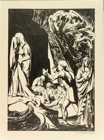 Giulio Aristide Sartorio (1860-1932). Scena biblica (?). 1915-1920 ca. China...