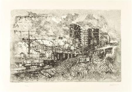 Renzo Vespignani (1924-2001). Periferia. 1980. Acquaforte e acquatinta mm....