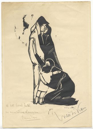 Lorenzo Viani (1882-1936). Il ritorno. 1910/15. Xilografia. mm 280x200....