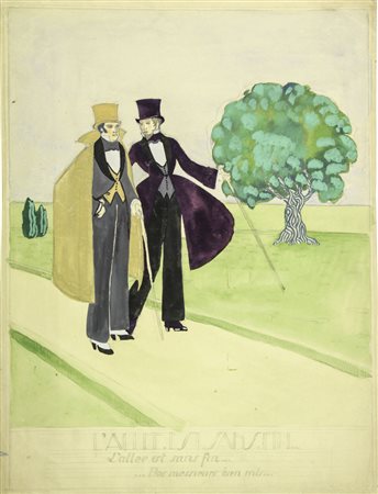 Anonimo francese del XX secolo. L'allée est sans fin... 1920 ca. Matita e...