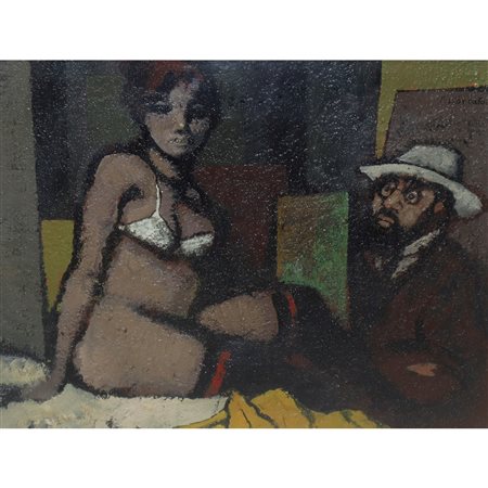 Fausto Liberatore (Lucca 1922-Lido di Camaiore 2004)  - Lautrec con la modella, 1963