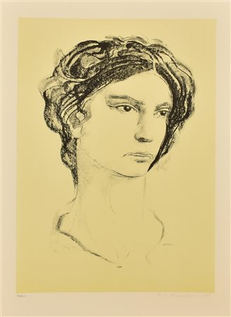 Pietro Annigoni RITRATTO litografia su carta, cm 70x50; es. 91/100 firma