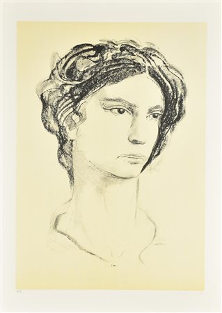 Pietro Annigoni RITRATTO litografia su carta, cm 70x50; es. P.A. firma e...
