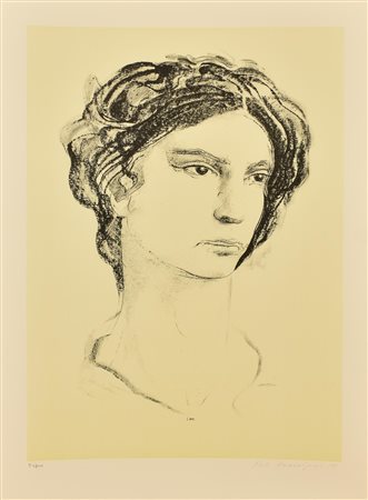 Pietro Annigoni RITRATTO litografia su carta, cm 70x50; es. 94/100 firma