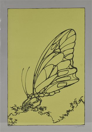 Francesco Casorati FARFALLA serigrafia su carta, cm 70x50; es. 6/100 firma e...