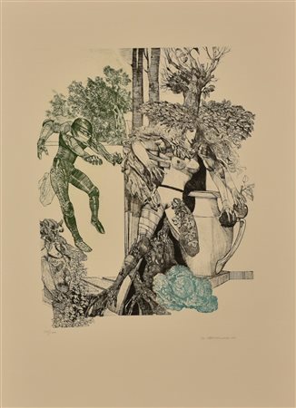 Walter Cremonini L'AGGUATO acquaforte-acquatinta su carta, battuta cm 44x34...