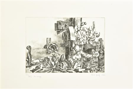 Rudi Gorog LA MAGA incisione su carta Fabriano, battuta cm 19,5x27,5, su...