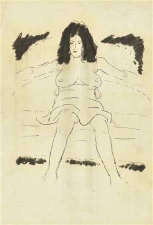 Enrico Allimandi DONNA DISTESA carboncino su carta, cm 57x39 eseguito nel...