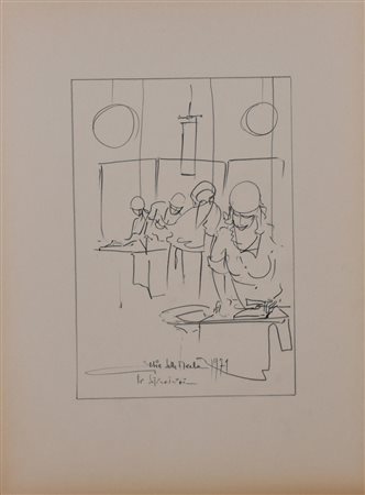 Gianni Sesia della Merla LE STIRATRICI matita su carta, cm 50x34,5 firma,...