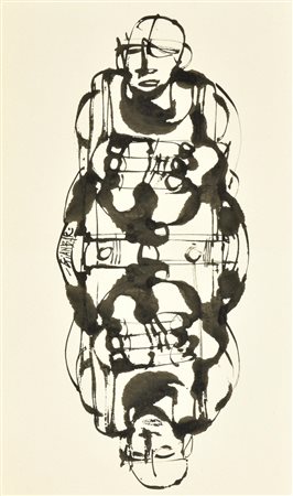 GIANBAR (Gianni Baretta) ASTRONAUTA china su carta, cm 27x16 firma sul retro:...