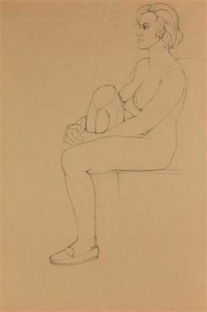 Raffaele Ponte Corvo RITRATTO FEMMINILE matita su carta, cm 70x50 sul retro:...