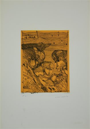 Remo Brindisi SENZA TITOLO acquaforte e puntasecca, cm 23,5x18, su foglio cm...