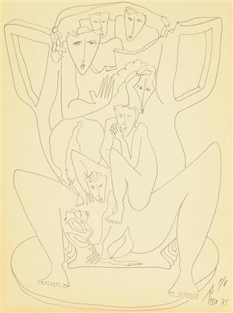 Russo LA VERGOGNA pennarello su carta, cm 40x30 firma e data eseguito nel 1975